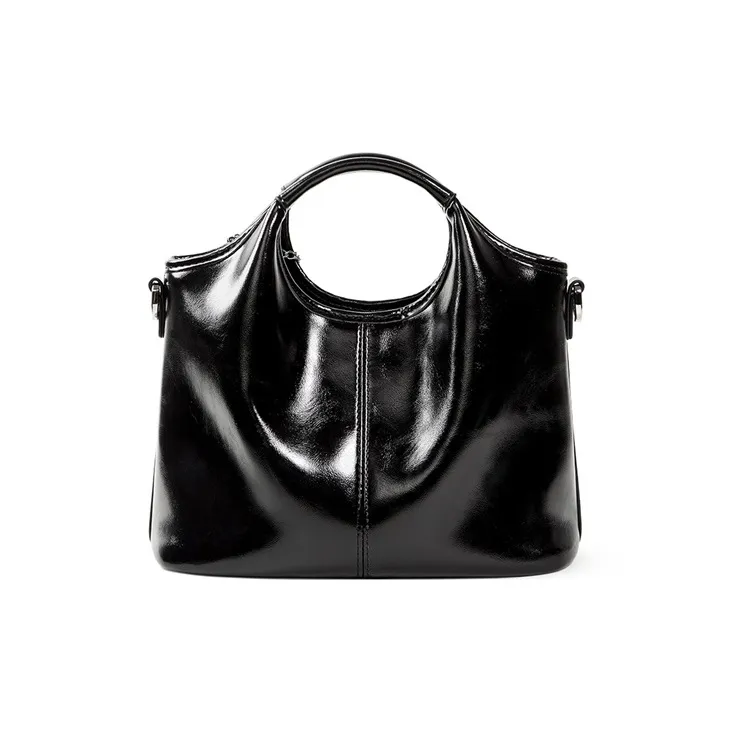 Teenmix Split Cow Leather Shoulder Bag, Crossbody Bag, Handbag Medium Size Women's Black/Coffee-2