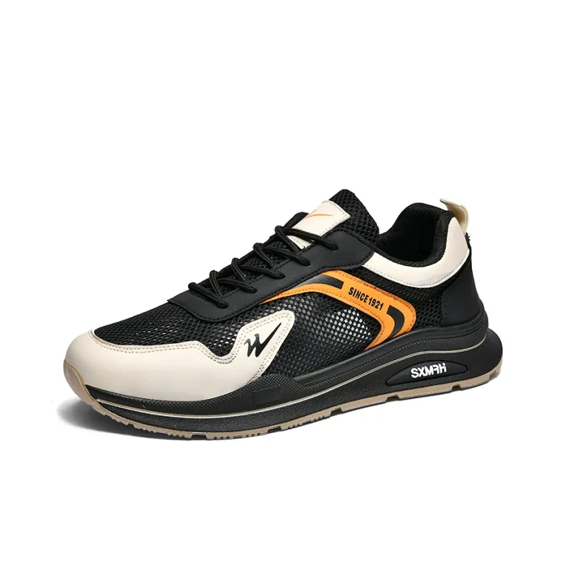 Binary Slip Resistant, Breathable, Lightweight Low Top Casual Shoes Men's Black Orange-1