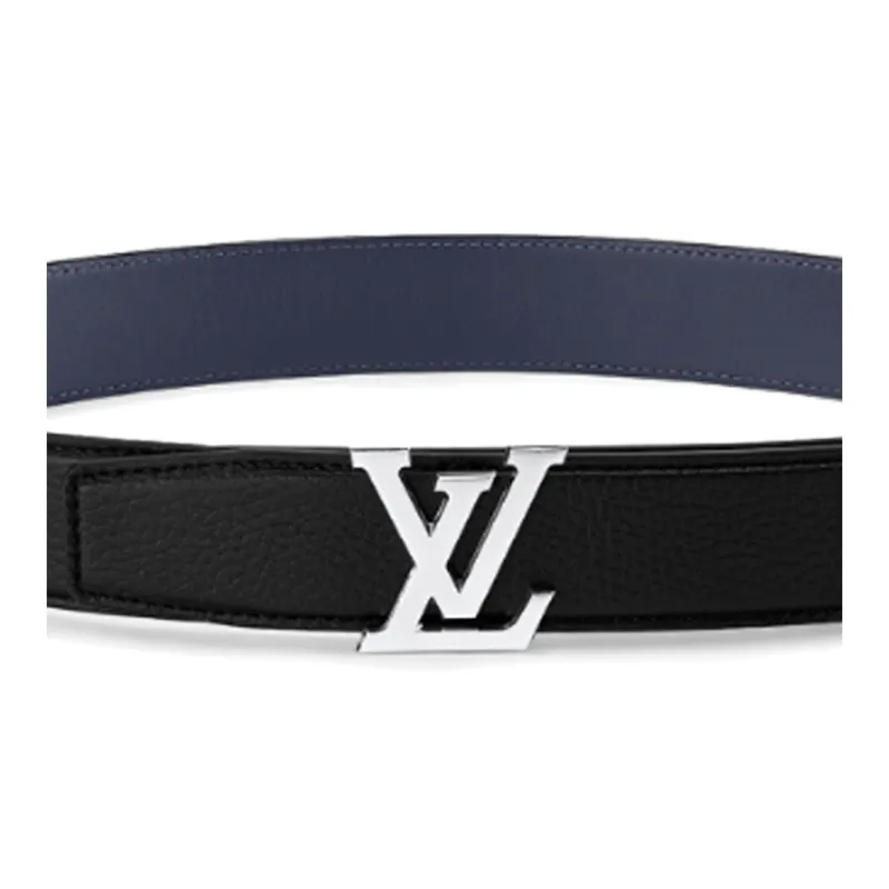 LOUIS VUITTON Leather Leather Belts Unisex Black Width: 3.5cm-2