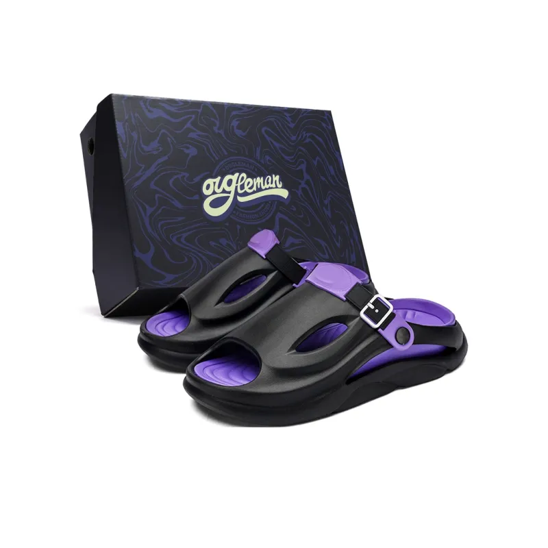 OUGLEMEN Beach Sandals Unisex Black Gray/Black Purple/Beige Brown/White Moon/Olive Green-4