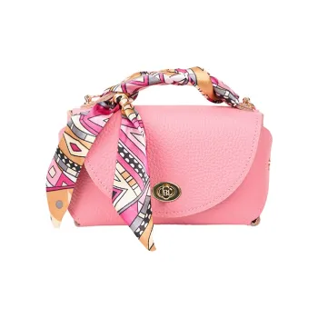 THCN Genuine Leather Pebble Texture Leather Crossbody One Shoulder Handbag Medium Size Women's Pink