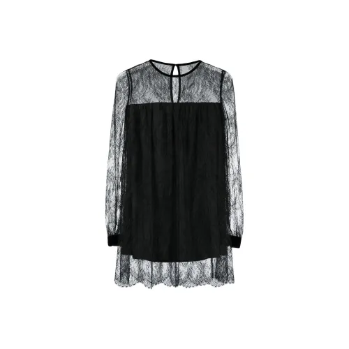 SAINT LAURENT Lace detail Layered Mini Dress