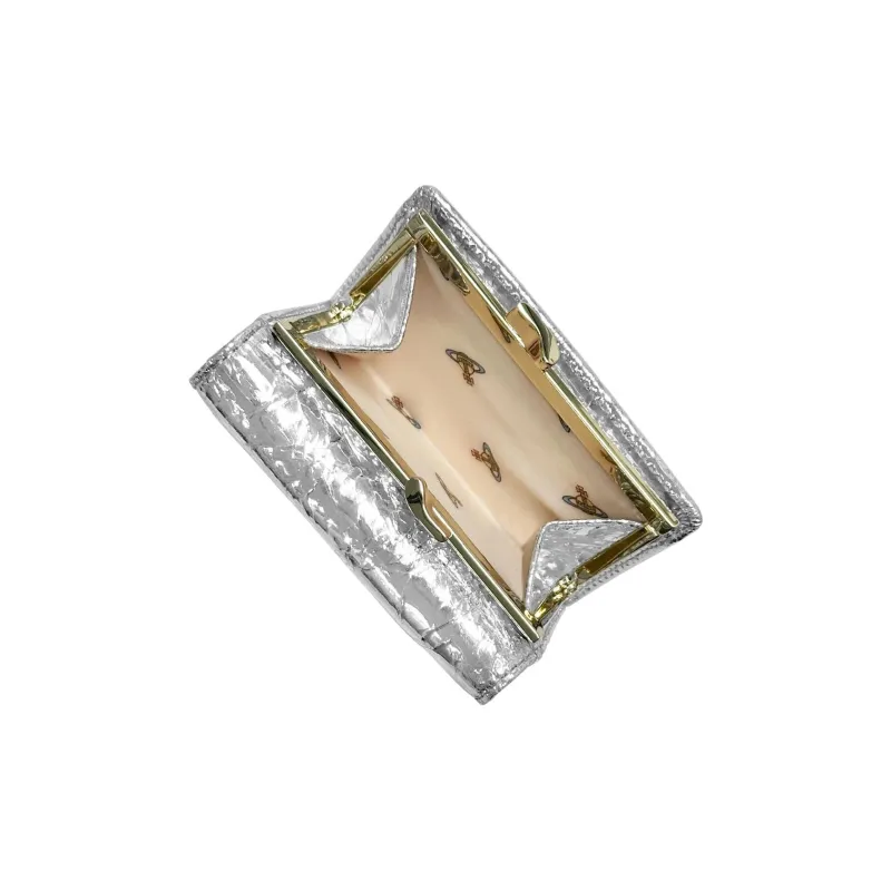 Vivienne Westwood Leather Wallet Small Size Women's Silver-4