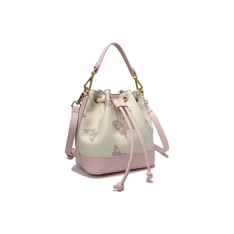 ESNSY Fabric Bucket Bag, One Shoulder Handbag Regular Women's Pink-2