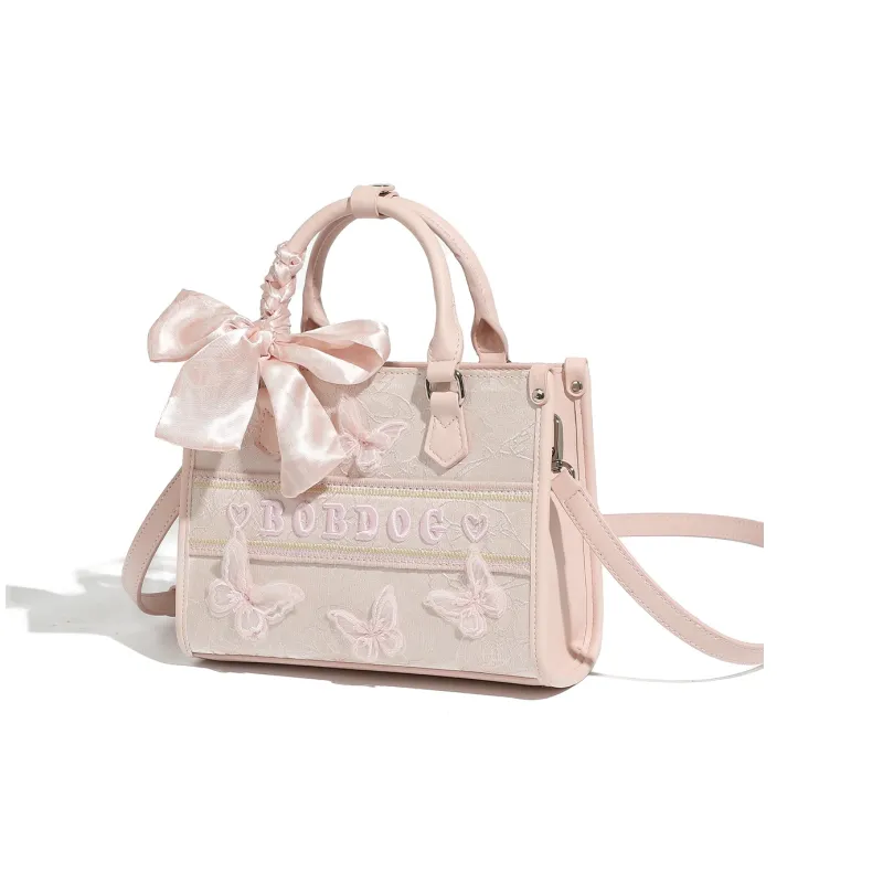 BOBDOG PU Business Casual Handbag Crossbody Bag Versatile Elegance Girlish Tote Women's Pink/Ecru-2