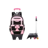 Black Pink (Backpack)+Raised Base 6-Wheel Trolley