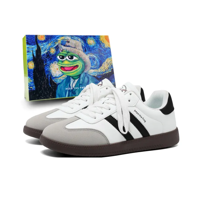 Pepe The Frog Skateboard Shoes Unisex Low Top Black/White/Blue-0