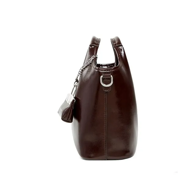 Teenmix Split Cow Leather Shoulder Bag, Crossbody Bag, Handbag Medium Size Women's Black/Coffee-9
