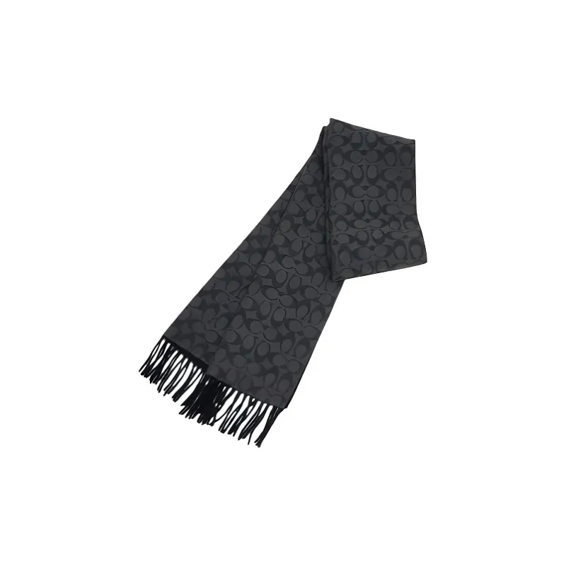 COACH Wool Knit Scarves Men's Black-2