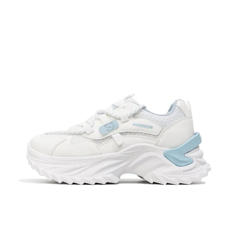 Warrior Abrasion Resistant Breathable Height Increasing Low Top Chunky Sneakers Women's White Light Blue-0