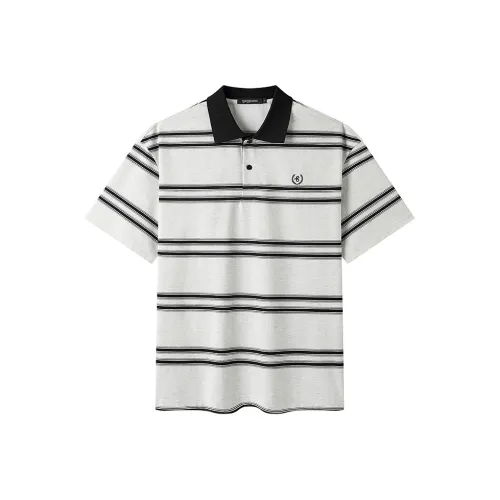 Gxg Jeans Polo Shirts Men Gray Base With Black Stripes
