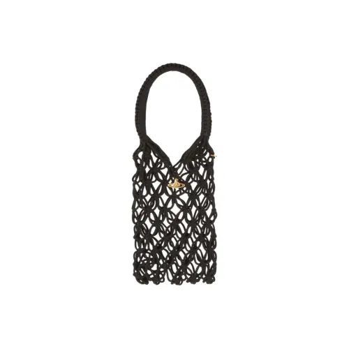 Vivienne Westwood Cotton Fabric Tote Bag, Shopping Bag, Handbag Large Size Unisex Black