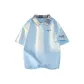Sky Blue Green Plaid Collar (Black Text)