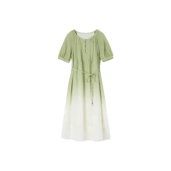 XIANGYING Short Sleeved Dress Women's Fruit Green