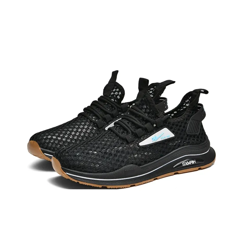 Binary Height Increasing Lightweight Slip Resistant Low Top Casual Shoes Men's Black-1