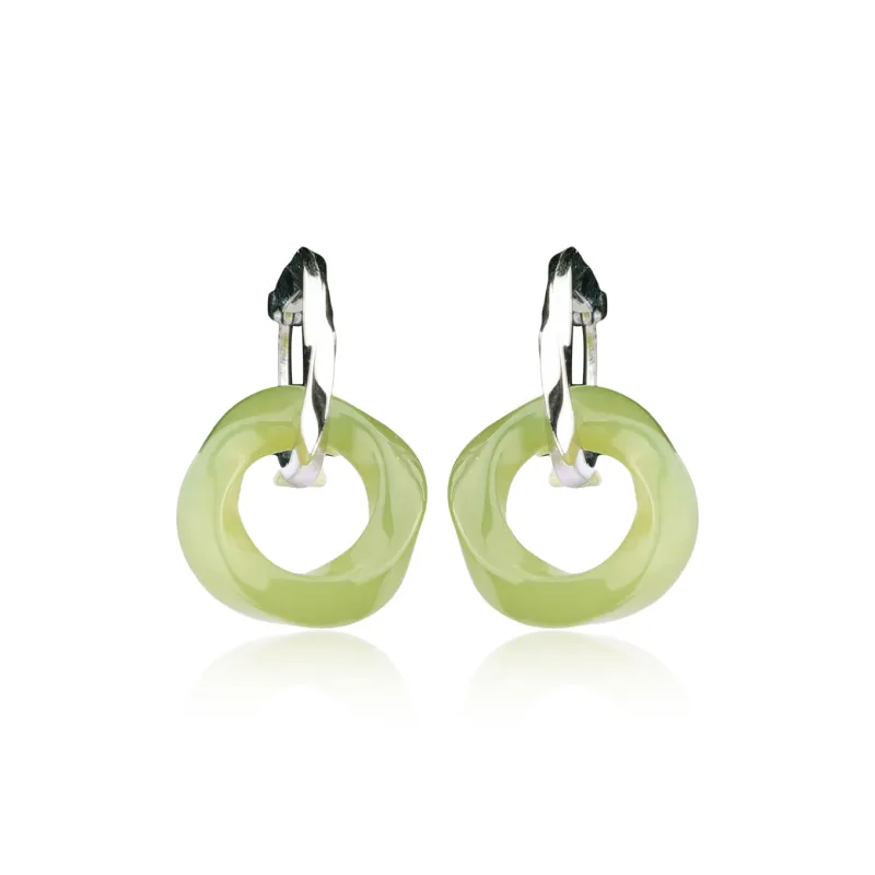 CHINA GOLD Earrings Pale Greenish White Jade Women's-0
