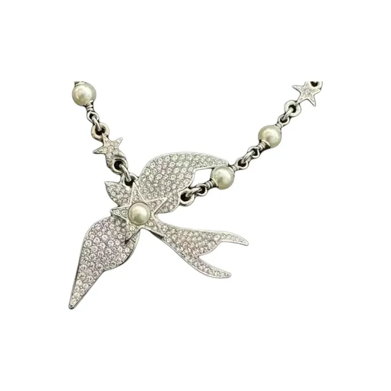 CHANEL Artificial Pearl Necklaces Women's Silver-0