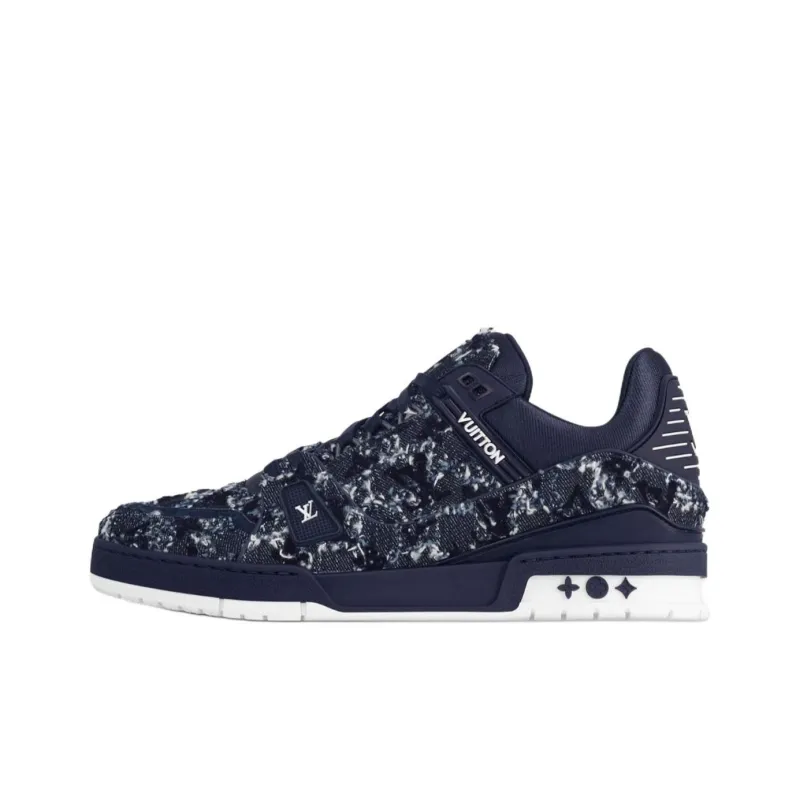 LOUIS VUITTON Trainer Low Top Skateboard Shoes Men's Dark Blue-0