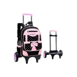 Black Pink (Backpack)+Quiet Large 2-Wheel Raised Base Telescopic Handle for Climbing Stairs