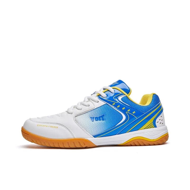 VOIT Cushioning, Slip Resistant, And Breathable Functionality Low Top Table Tennis Shoes Unisex White Blue-0
