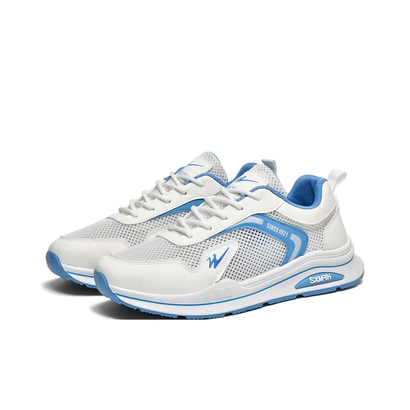 Binary Slip Resistant, Breathable, Lightweight Low Top Casual Shoes Men's White Blue-3