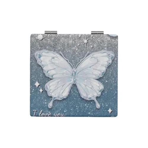 JIXUAN Princess Style Handheld Mini Foldable Double Sided Make Up Mirrors Portable
