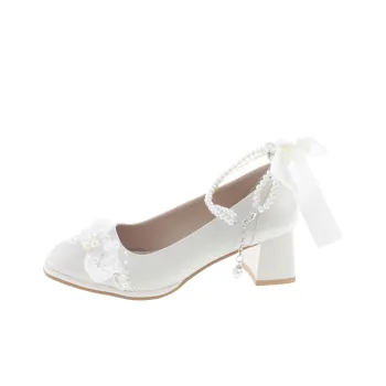 Dawei's House Chunky Heel High Heels Women's Ecru Gift Box Set
