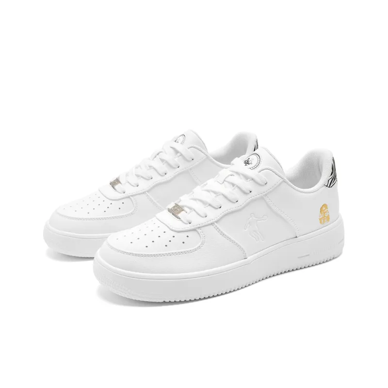 SHANHAIJING x QIAODAN Coverage Balance Abrasion Resistant Slip Resistant Low Top Skateboard Shoes Men's White Black-2