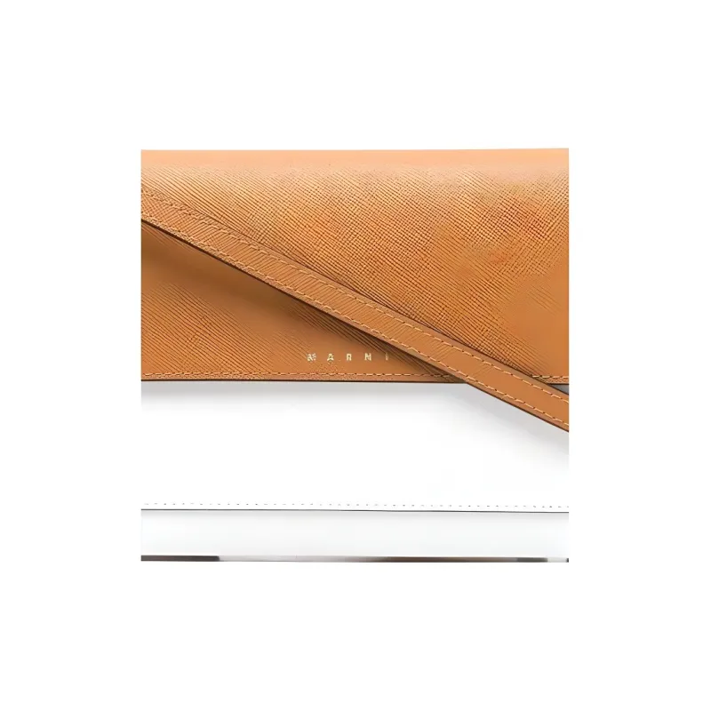 MARNI Leather Crossbody Bag Women's White/Light Brown-3