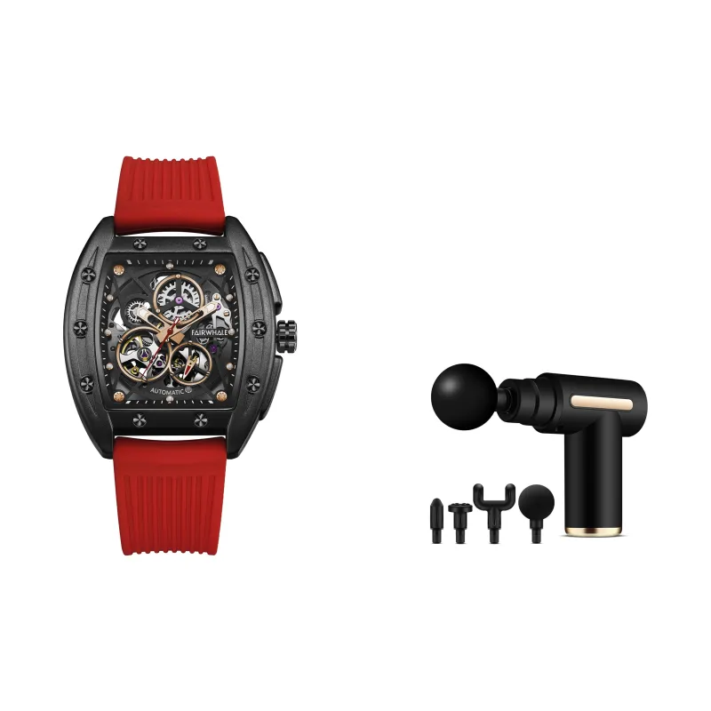 FAIRWHALE Pioneer Collection Men's Watch Automatic Mechanical Movement Silicone Strap Watch Men's Watches Cut Out Dial-17