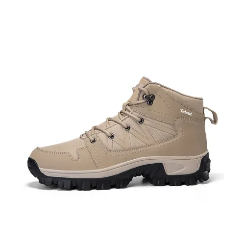 TELENT Coverage Slip Resistant And Abrasion Resistant Mid Top Hiking Shoes Men's Sand