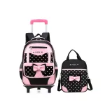 Black Pink (Backpack+Shopping Bag)+2-Wheel Shimmery Wheels