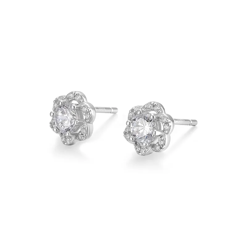 Wylyp 925 Sterling Silver Stud Earrings Women's Silver white Gift Box-2