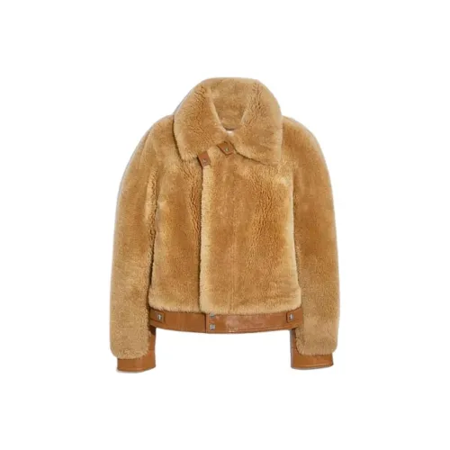 COACH Velvet feel Coat Women's Caramel