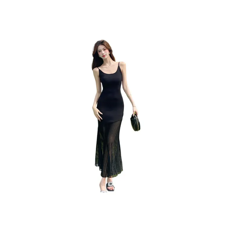 Si Bei'er Slip Dresses Women's Black-0