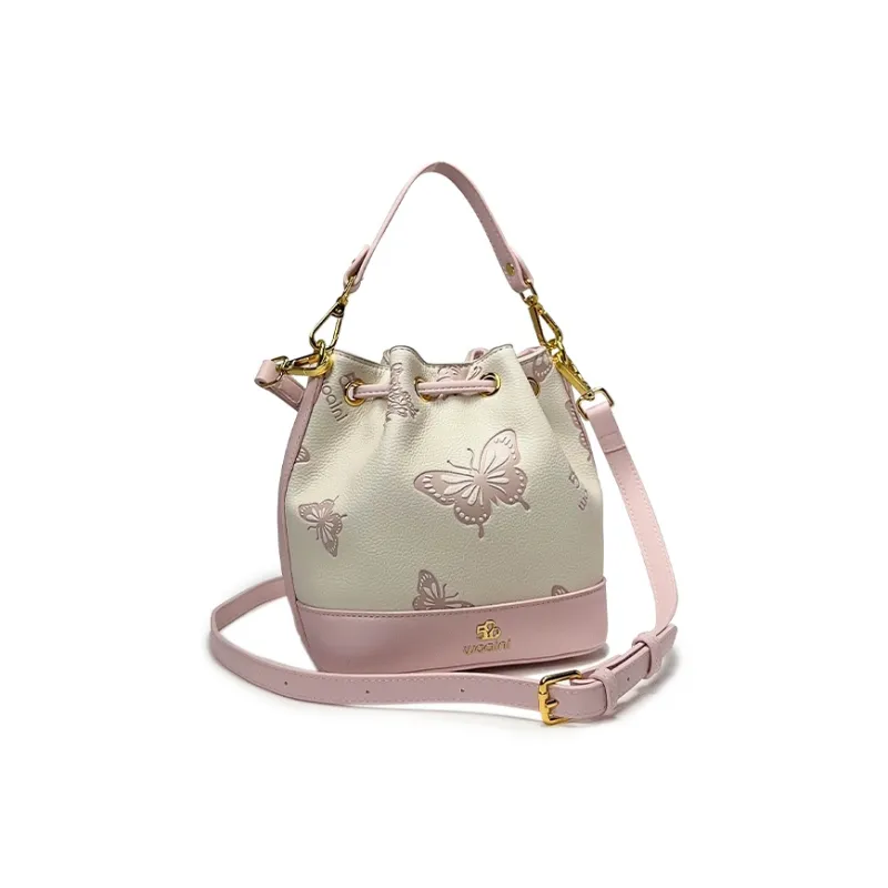 ESNSY Fabric Bucket Bag, One Shoulder Handbag Regular Women's Pink-1