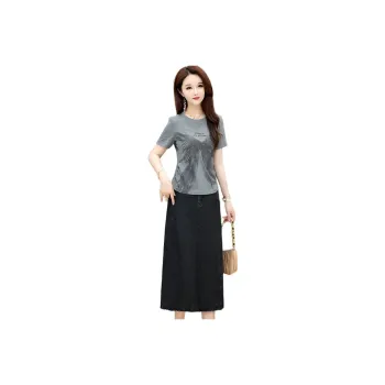 YIRANCHUN Two Piece Skirt Sets Women's Gray