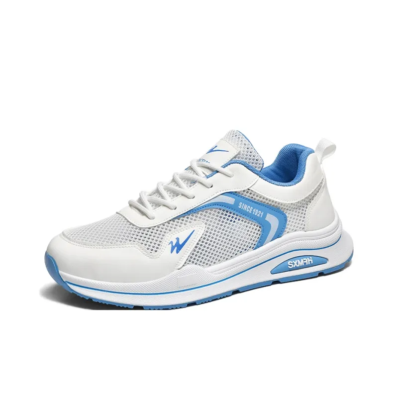 Binary Slip Resistant, Breathable, Lightweight Low Top Casual Shoes Men's White Blue-1