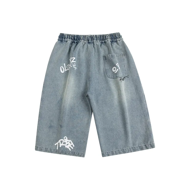 TIRED Denim Shorts Unisex Blue-1