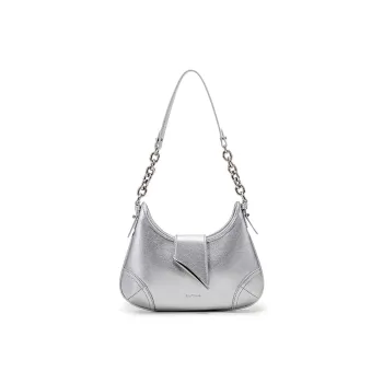 Simedin Cow Leather Shoulder Bag Small Size Women's Ecru/Laser Silver/Denim Blue/Deep Black