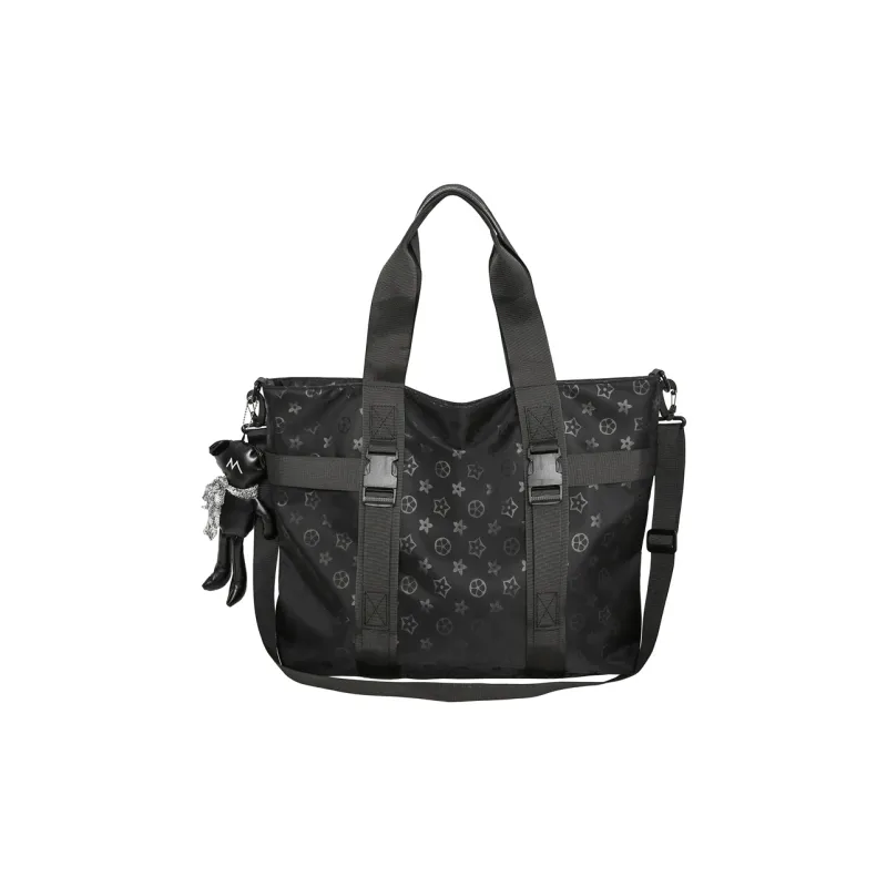 Yalu Nylon Shoulder Bag, Crossbody Bag, Handbag Unisex Black-8