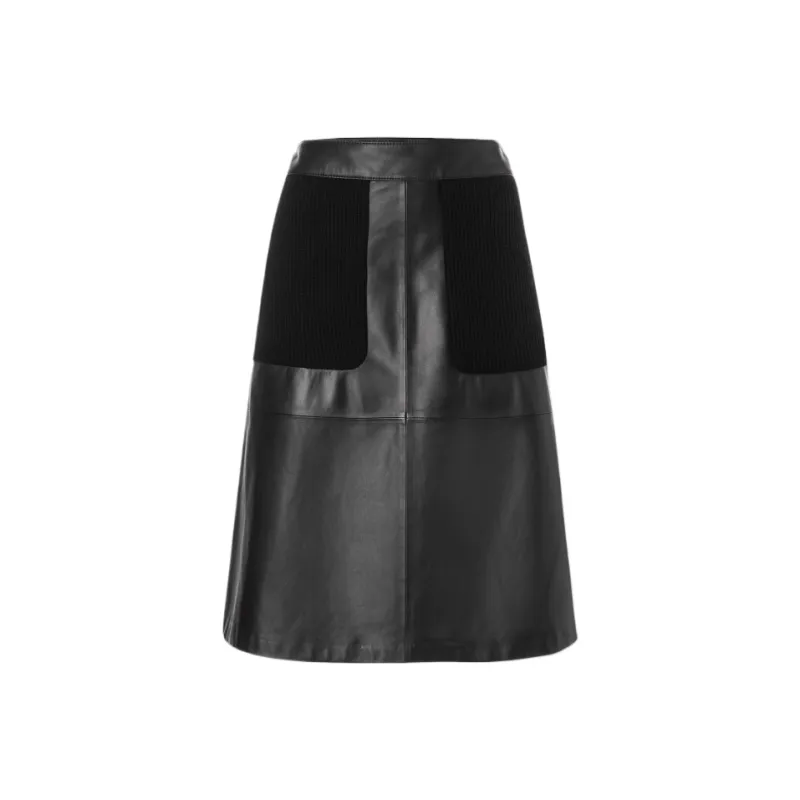BOGNER HEDI L Leather Long Skirt Women's Black-0