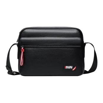 SEPTWOLVES Cow Leather Shoulder Bag Medium Size Unisex Black
