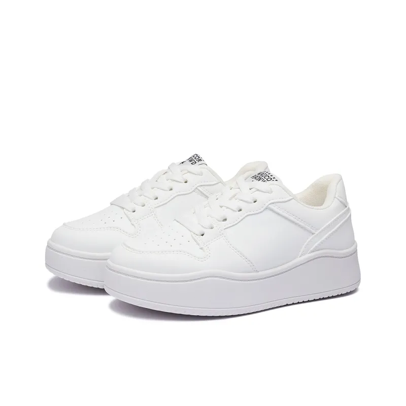 VKOI 1999 Slip Resistant Lightweight Height Increasing Low Top Skateboard Shoes Women's White-3