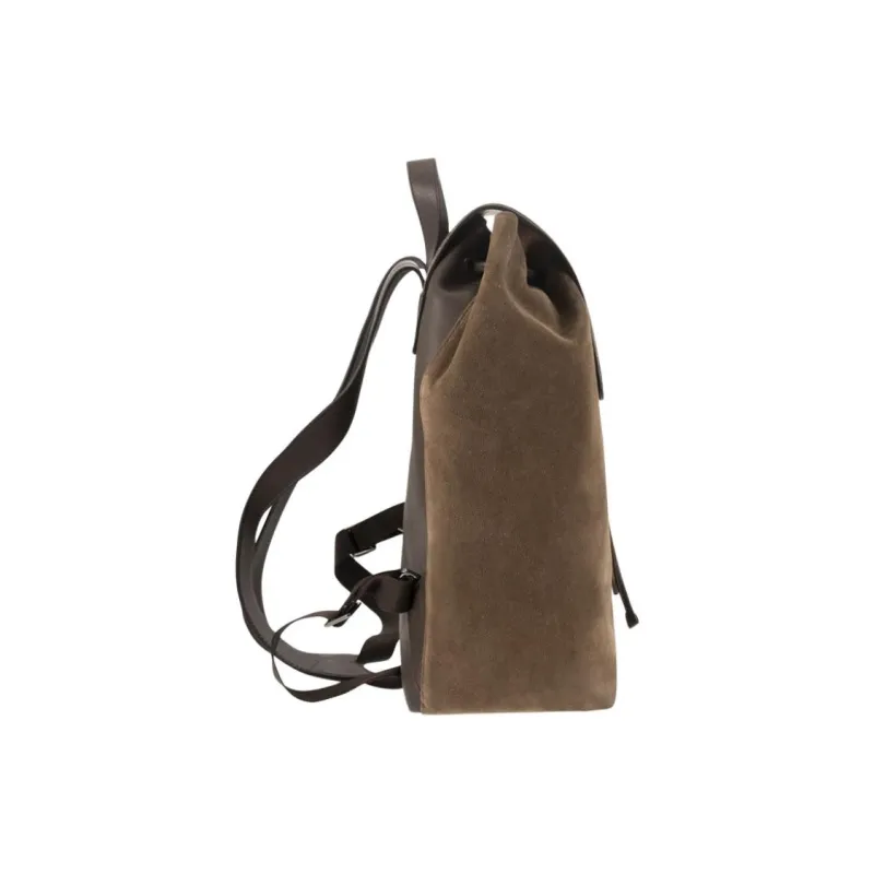 Brunello Cucinelli Suede With Nappa Leather Backpack Women's Cigar Gray-3