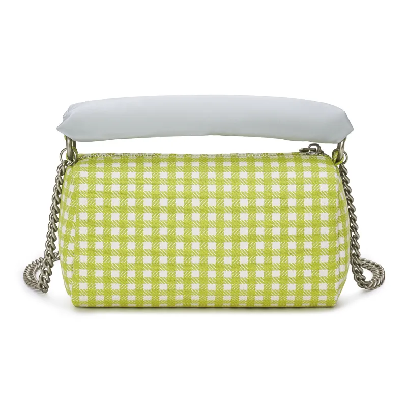 Lee Fabric Chinese Steamed Bun Bag, Handbag, Shoulder Bag, Crossbody Bag Large Size Women's Green Plaid-4