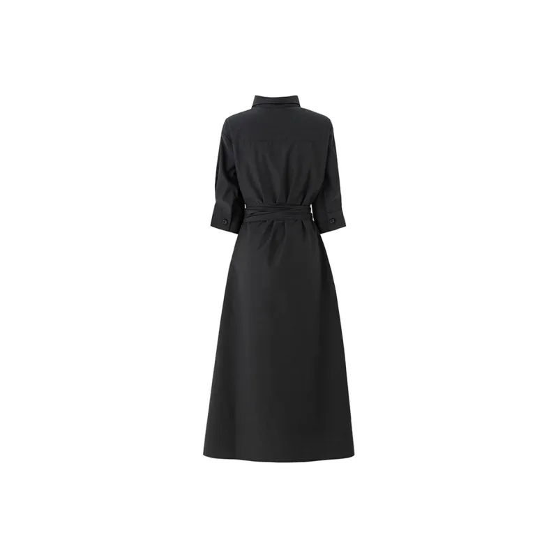 SOON FLOWER Long Sleeved Dress Women's Charcoal Gray-1