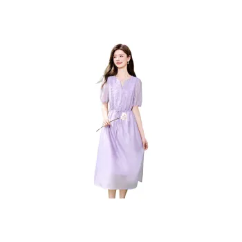 Like The Age Of Water Short Sleeved Dress Slim Fit Women's