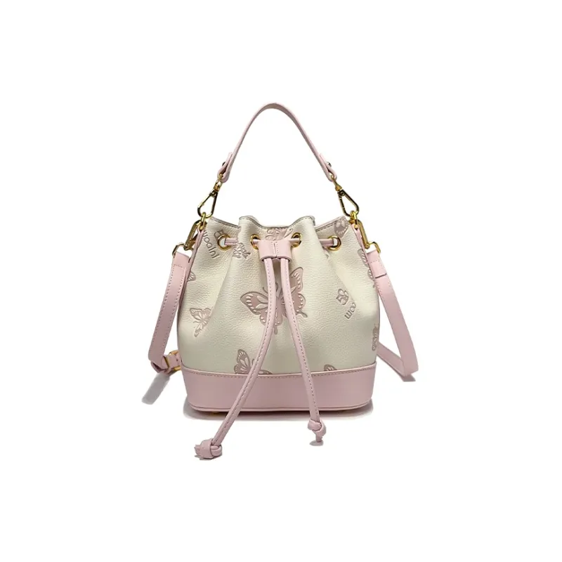 ESNSY Fabric Bucket Bag, One Shoulder Handbag Regular Women's Pink-3