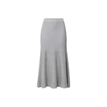 Elisabetta Franchi Metallic Ribbed Midi Skirt